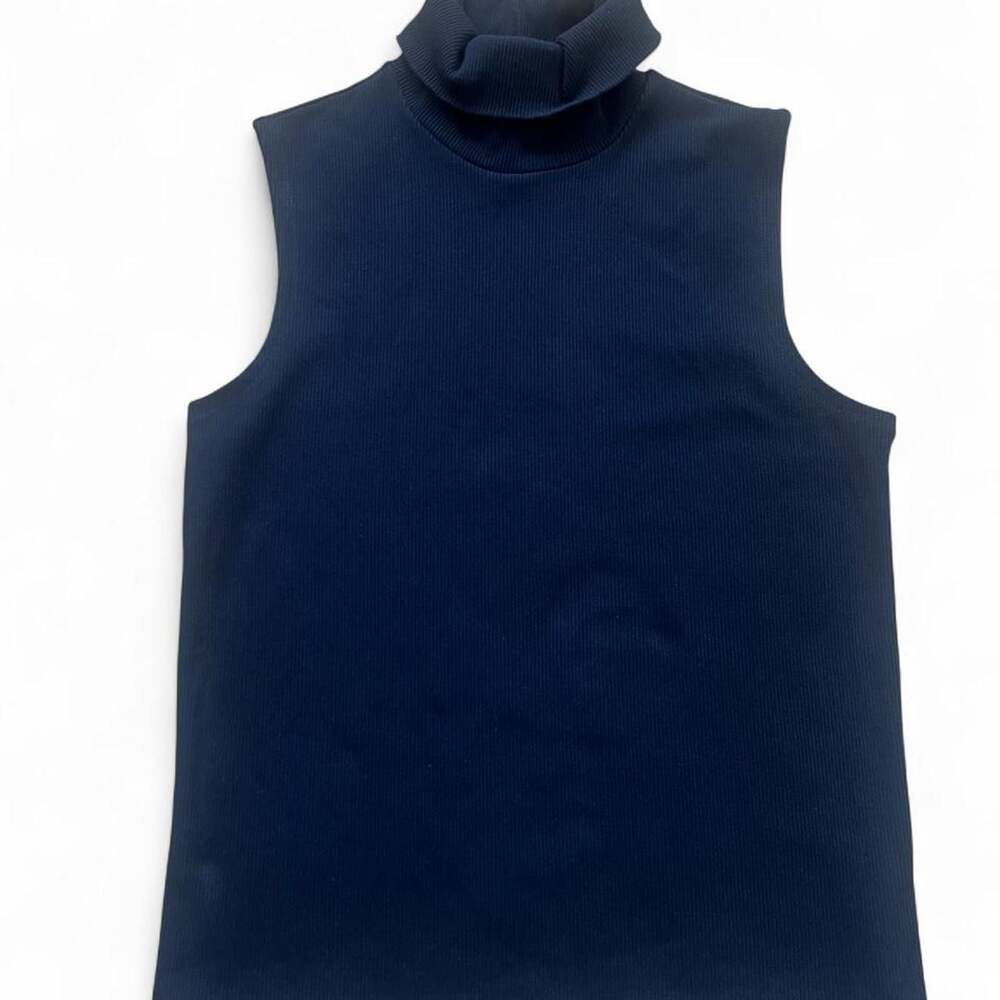 Lauren Ralph Lauren Navy Blue Ribbed Turtleneck Tank Top
